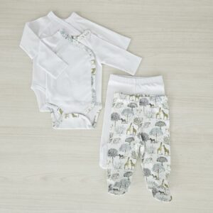 Body cruzado M/L más pantalón con pie Set Safari 4 piezas