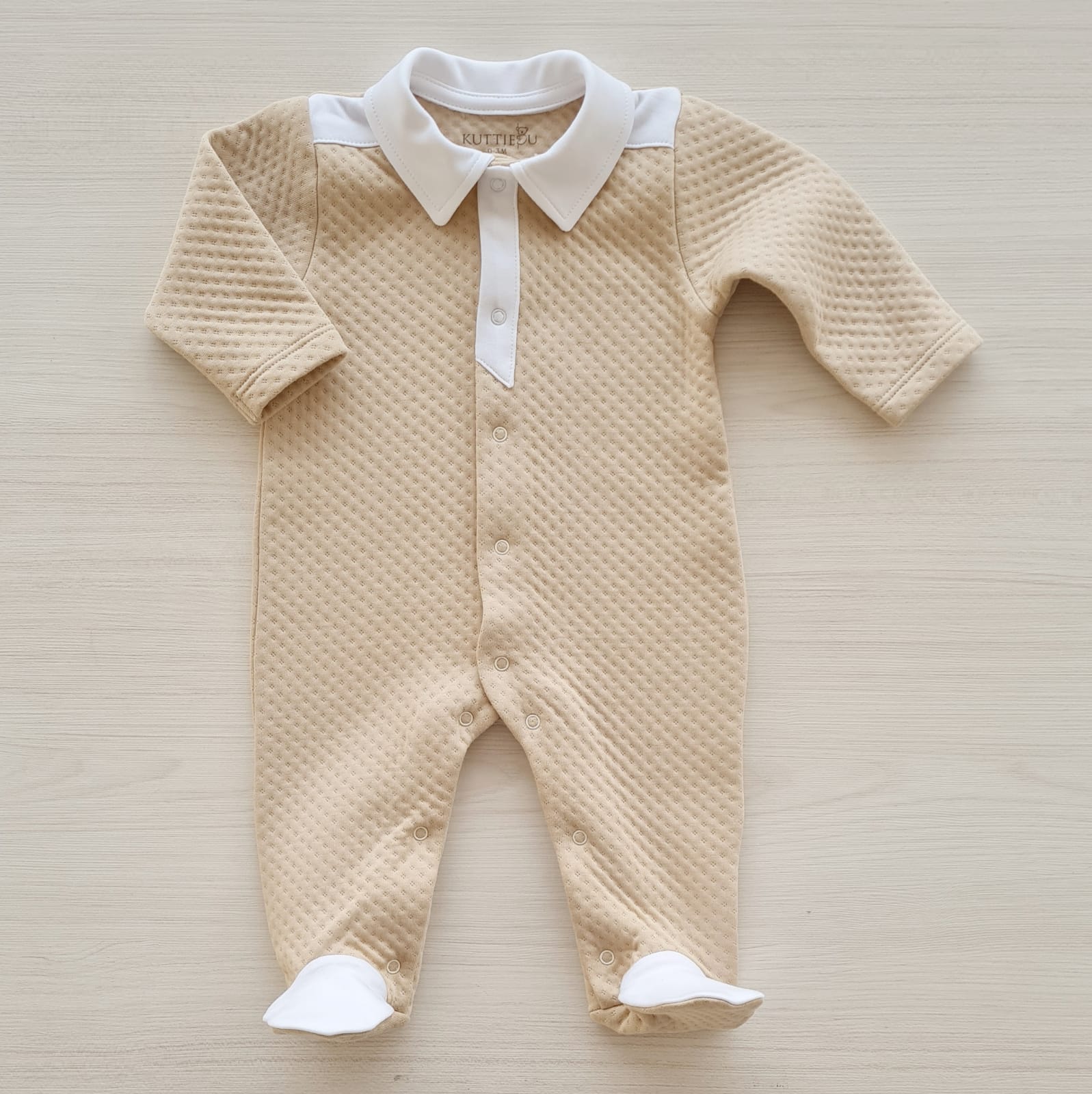 ent16 Enterizo Beige Jacquard - Imagen 1