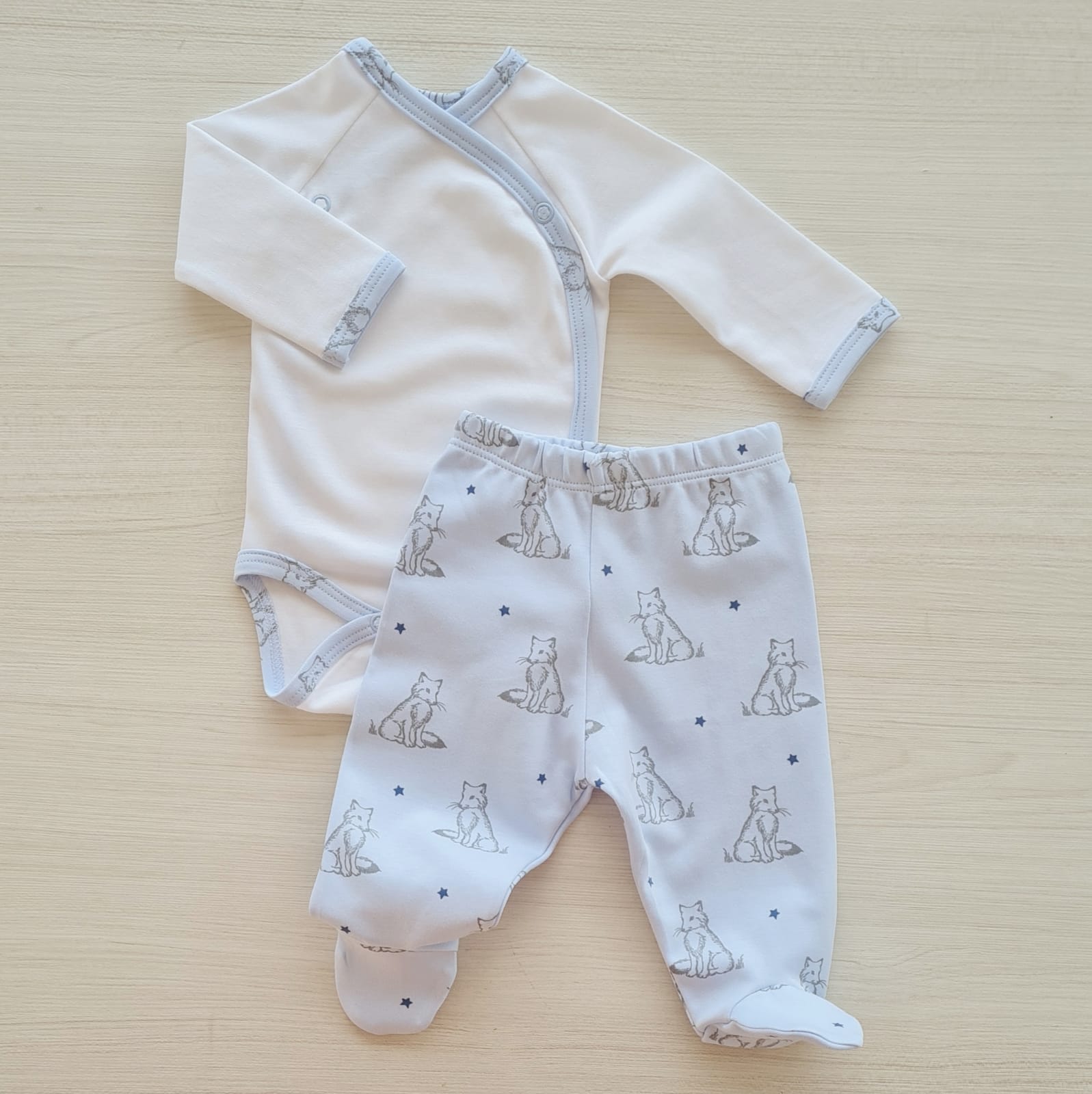 conj37 Body cruzado M/L más pantalón con pie Zorritos - Imagen 1