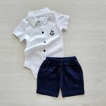 Conjunto body camisero más short Azul Marino Maritim
