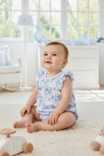 Enterizo Globo Flores Azules