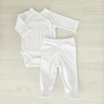 Body cruzado M/L más pantalón con pie Blanco