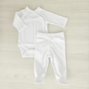 Body cruzado M/L más pantalón con pie Blanco